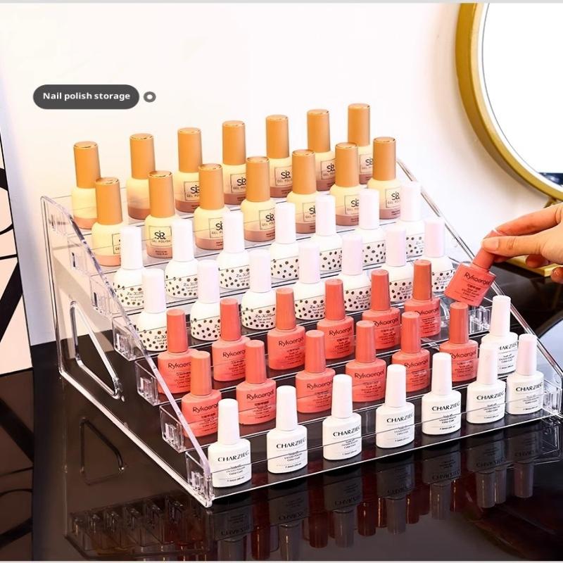 Acrylic Transparent Multi-Layer Nail Polish Display Stand Lipstick Storage Box Plastic Nail Salon Cosmetic Tabletop Display Rack
