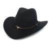Cowboyhut Kuhkopf-Accessoires Cowboyhut einfarbiger Filzhut Herren und Damen großer Rand Outdoor-Hut Ritterhut