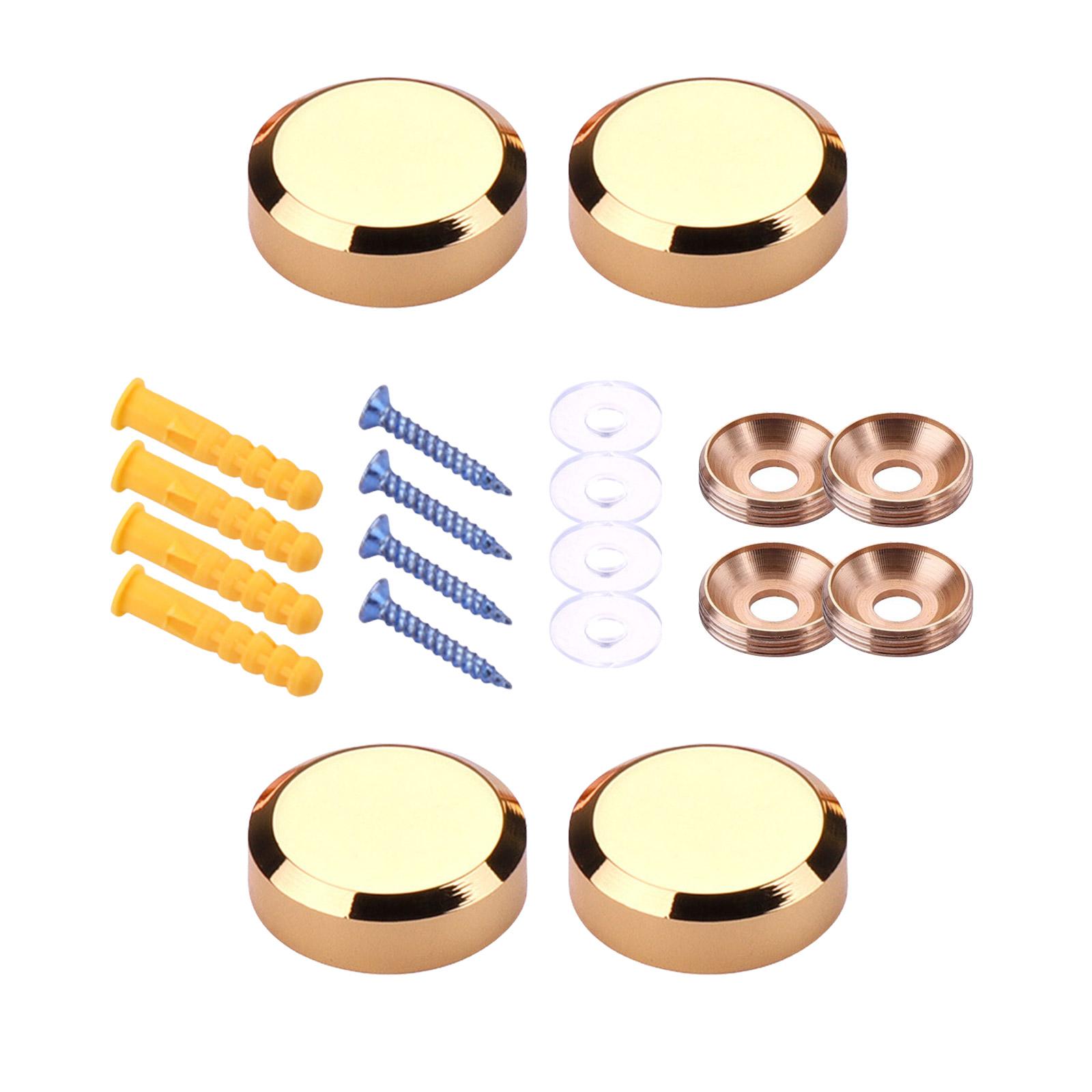 

4Pieces Sturdy Brass Gold Mirror Fixing Screws Portable for Bathroom Vanities and Wall Decoration Applications 16mm