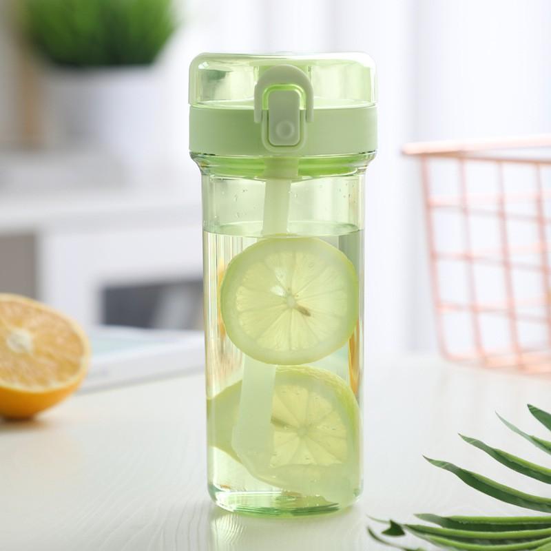 Portable Plastic Sipper Cup With Lid Kids Students BPA-Free Leakproof Travel Water Bottle 450ml In Pastel Colors