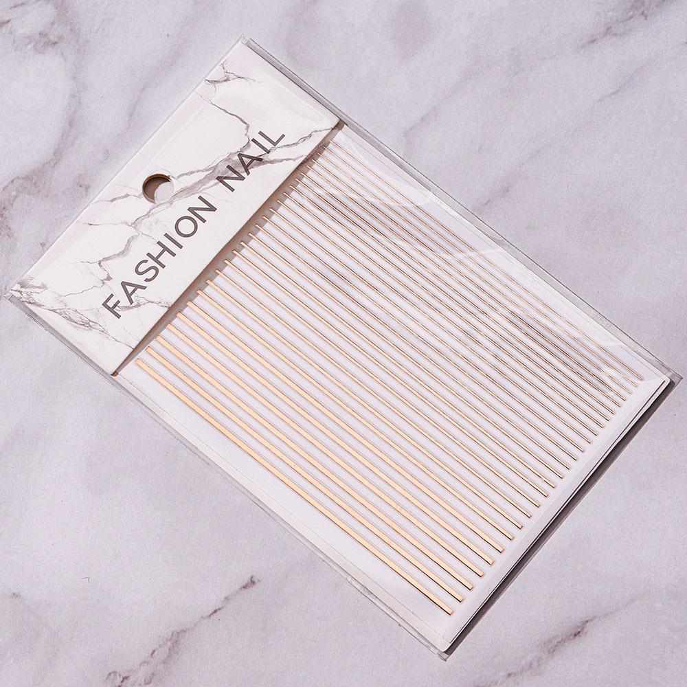 1PC Silber Gold Linien Streifen 3D Nagel Aufkleber Geometrische Wellenförmige Stern Herz Selbstklebende Slider Papiere Nail art Transfer Aufkleber