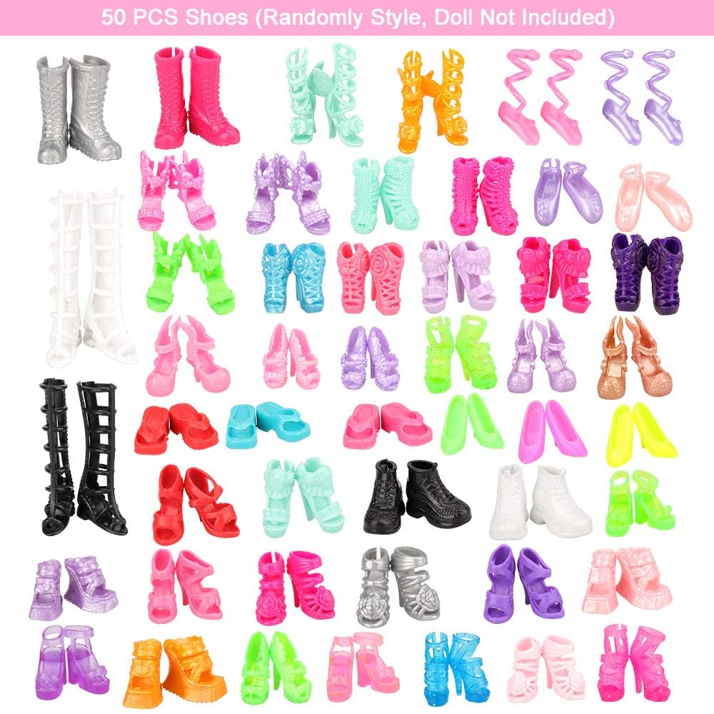 Barwawa 30cm Doll Set Random 4 4 Mermaid 10 and 40 Suitable for Scale Day Gift Clothes, 62-Piece (4 Dresses, Dresses, Dresses, Shoes, Accessories),