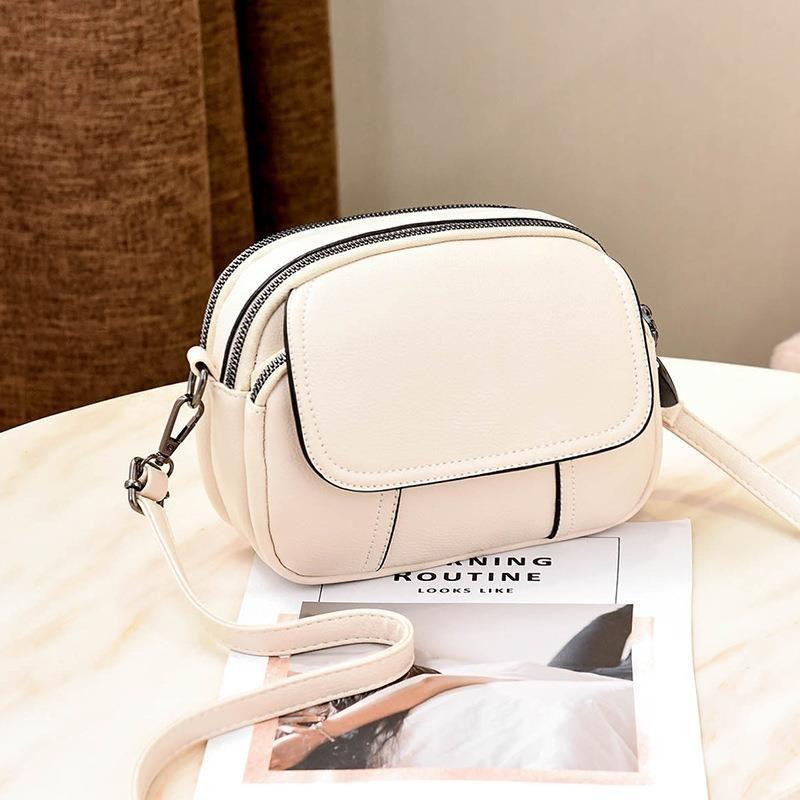 2023 New Pure Color Small Bag Soft Leather Women's Bag Fashion Casual Crossbody Bag