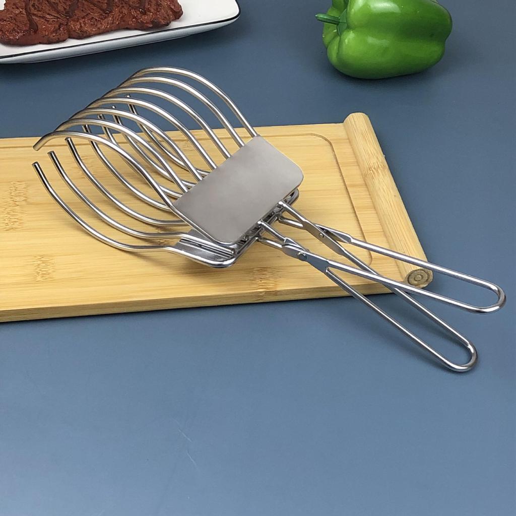 Stainless Steel Slicer and BBQ Tongs Portable Bread, Ham Meat Cutting Tool for Grilling Home Use