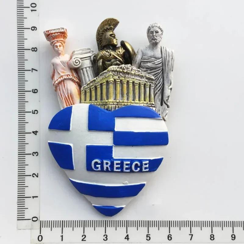 Griechische Touristen-Souvenirs Kühlschrankmagnet Griechenland Flagge Samurai Spartanischer Helm Handbemalung Magnetische Kühlschrankaufkleber Geschenkideen