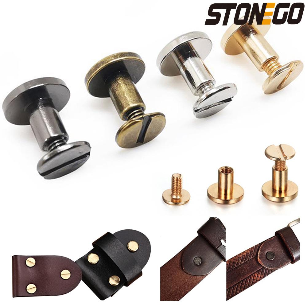 STONEGO 10PCS Leather Tool Double Cap Belt Leather Screws Studs Decorative Copper Rivets Metal Craft Double Sided Stonego Tools