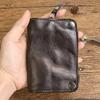 New Genuine Leather Men's Wallet Vintage Cowhide Card Holder with Zipper Coin Pocket Large Capacity Short Bifold Male Keys Purse