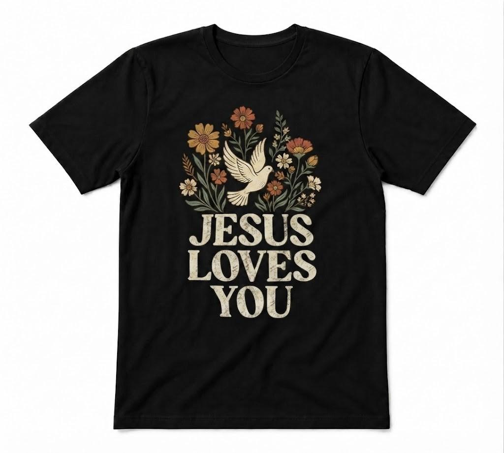 Jesus Loves You Bible Inspired Christian Faith Based Black T-shirt