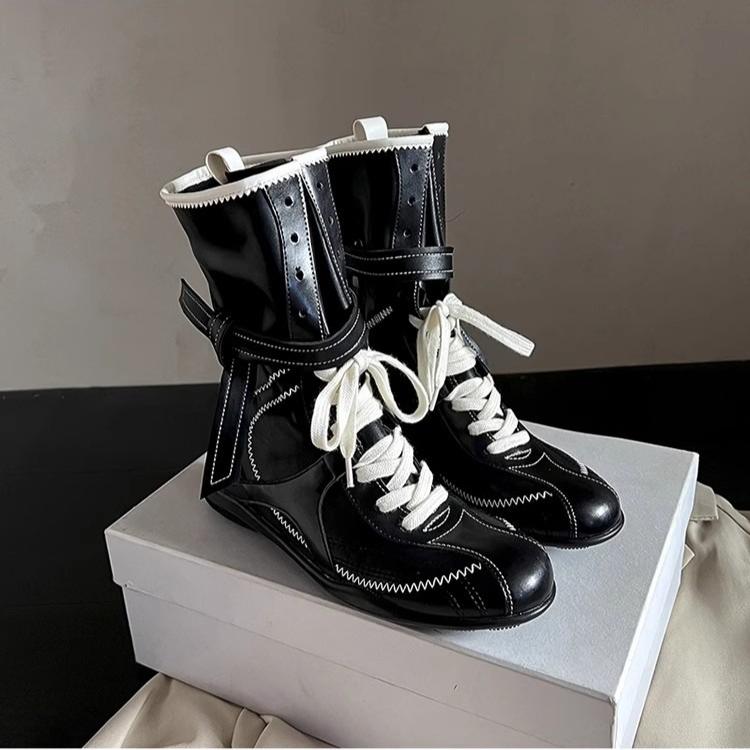 Winter Women Biker Boots Fashion Belt Buckle Ladies Elegant Platform Flats Short Booties Casual Women's Knight Booties