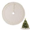 36/48 Inch White Traditional Christmas Tree Skirt Christmas Cotton Knitted Fan-shaped Tree Skirt Christmas Tree Apron Base Cover