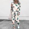 IHUASU Women's Fashion Casual Long Sleeve O-Neck Pants Suits