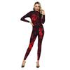 Halloween Jumpsuit Terrifying Palmprint Ghost Cosplay Bodysuit Women Sexy Blood Print Catsuit Festival Costume Rave Outfit New