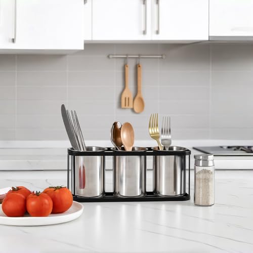 IMEEA Chopstick Holder, Cutlery Stand, Cutlery Holder, Stainless Steel Cutlery Case Set, Black, Storage