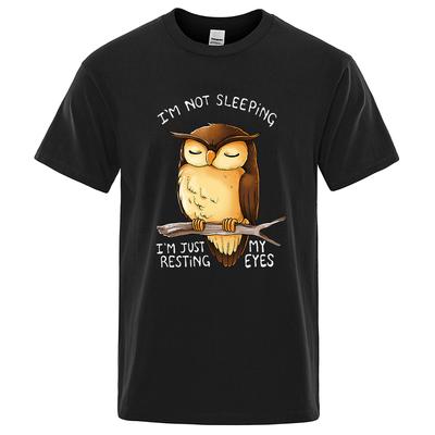 I'M Just Resting My Eyes Owl Cartoons Print Mens Street Clothing Breathable Oversized T-Shirts Brand Tops Cotton
