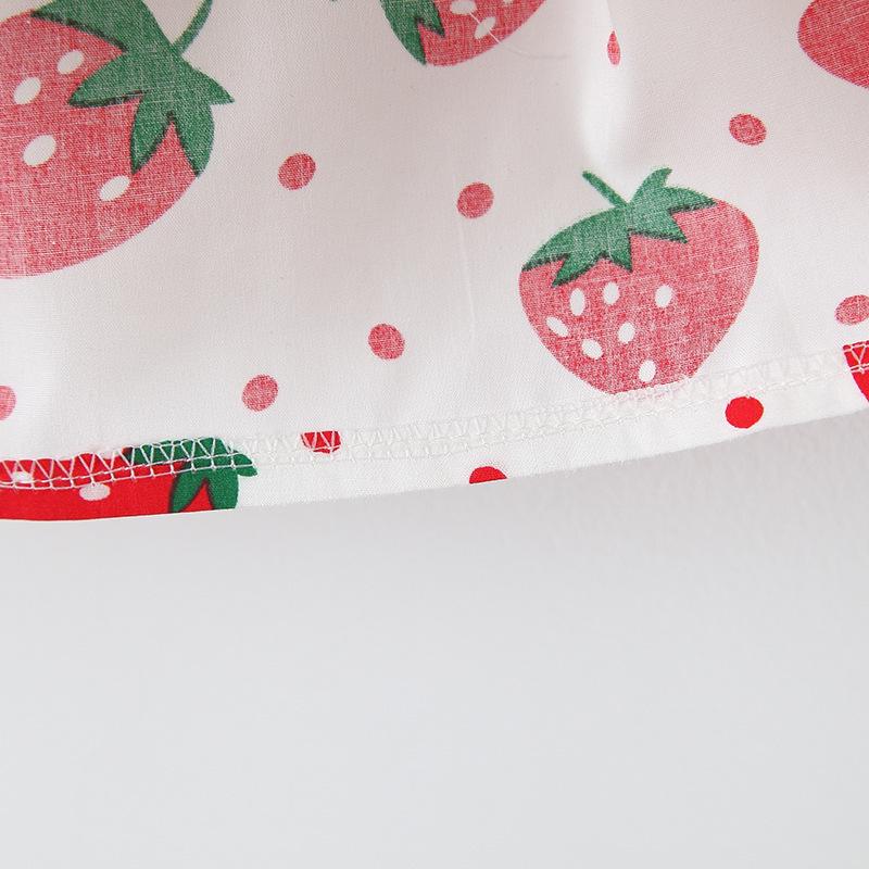 A732 Kleid mit Erdbeerdruck mit Hut – Frisches Kleid für Kleinkind-Babymädchen