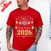 Happy New Year 2026 Celebration Party Lover Baloon Firework Short Sleeve Cotton Top All Seasons Casual Fashion Comfortable Tees