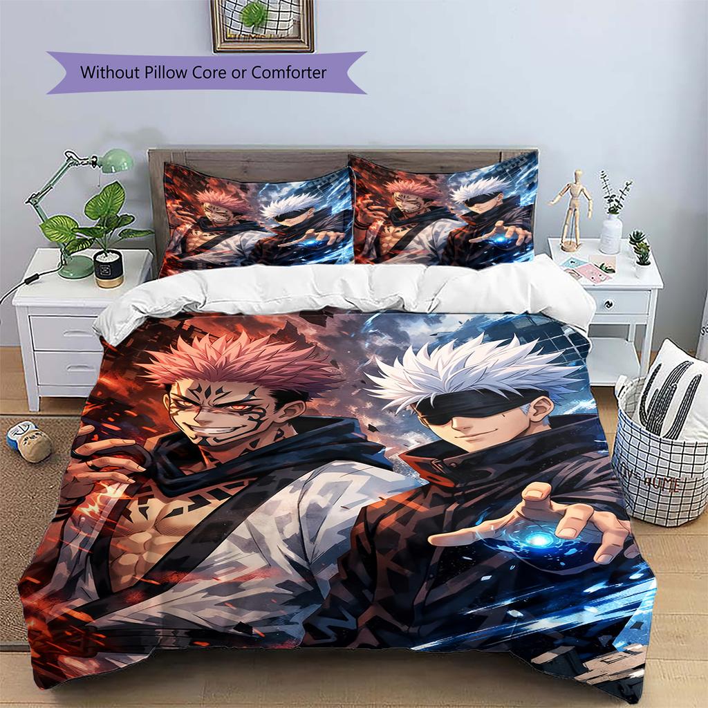 Satoru Gojo and Sukuna Pattern Bedding Quilt Set  Home Decoration  Gift (1 * duvet cover + 2 * pillowcase  without core)
