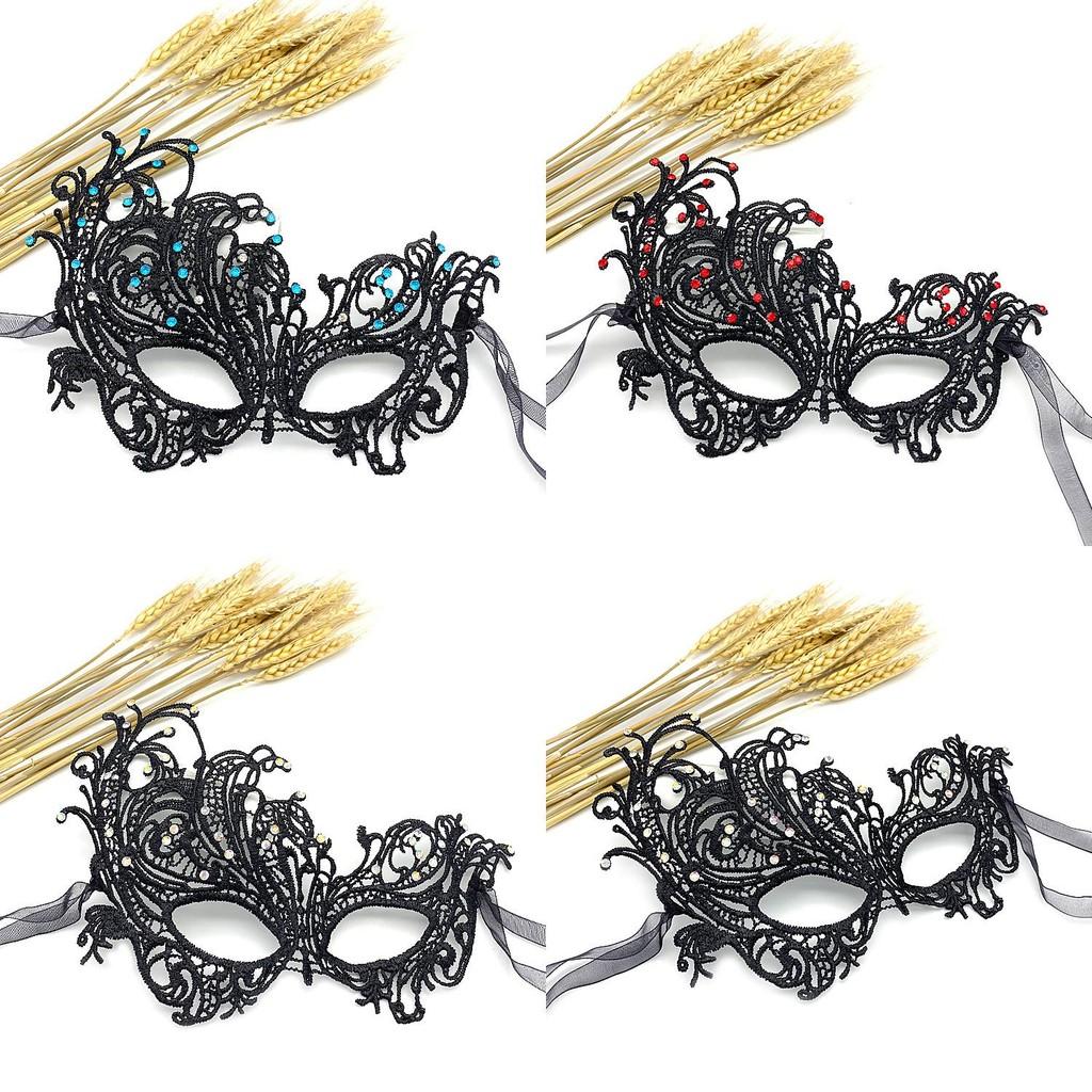 Princess Lace Halloween Costume Mask With Rhinestones For Themed Parties And Cosplay
