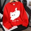 Kids Crew Neck Sweatshirt, Cute White Cat Beautiful Day Print, Soft Cozy Pullover for Autumn & Winter