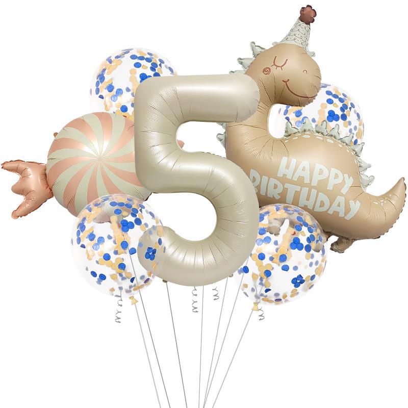 Retro Matte Little Dinosaur Candy Aluminum Film Balloon Set Sequined Birthday Party Atmosphere Arrangement