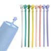 Reusable Silicone Straws with Star Cap Bite-resistant Drinking Tubes for Hot Cold Drinks BPA-Free Flexible Long Straw