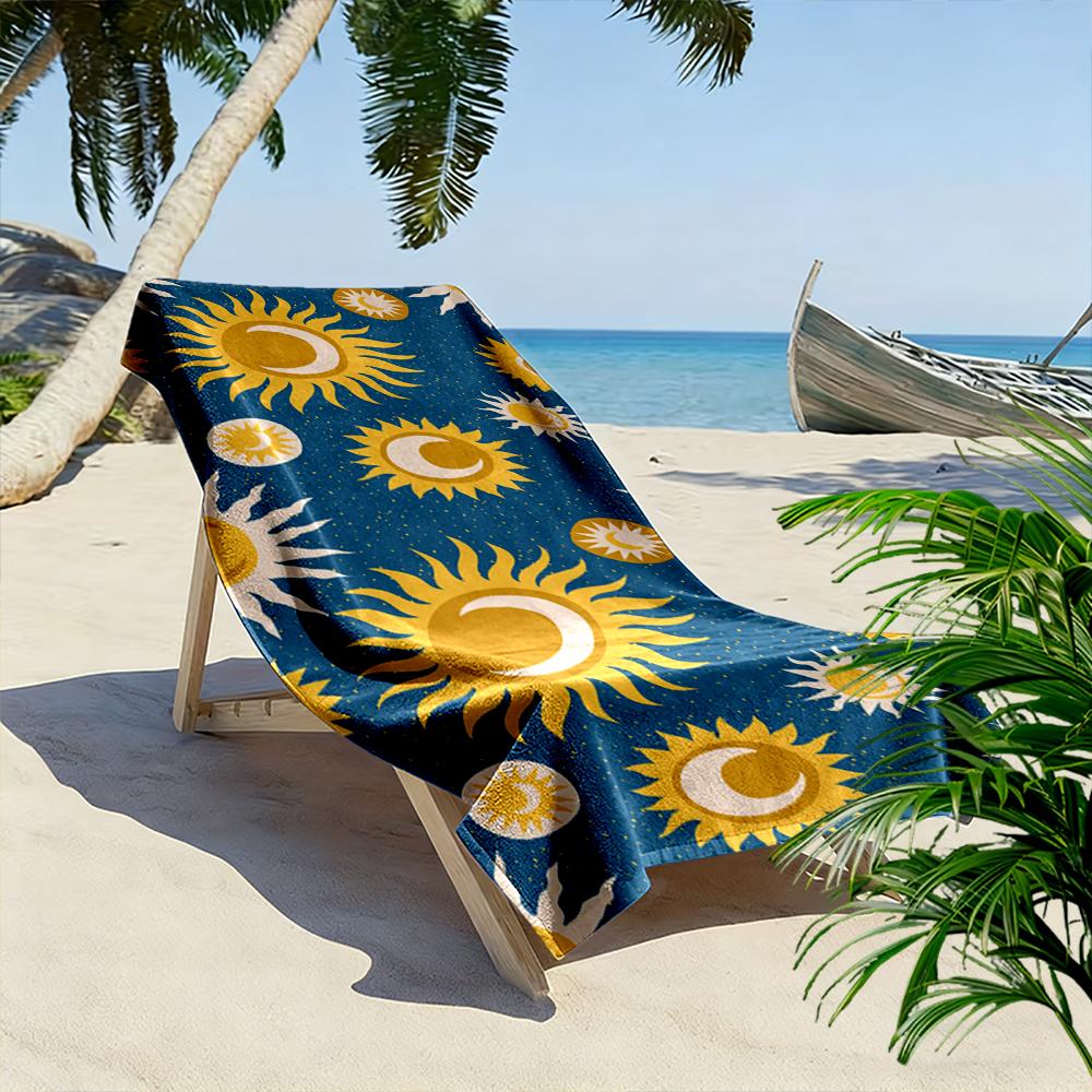 Sonne und Mond Muster Strandtuch Strandtuch schnelltrocknend für Reise Outdoor-Sport Joggen Strand und Schwimmen