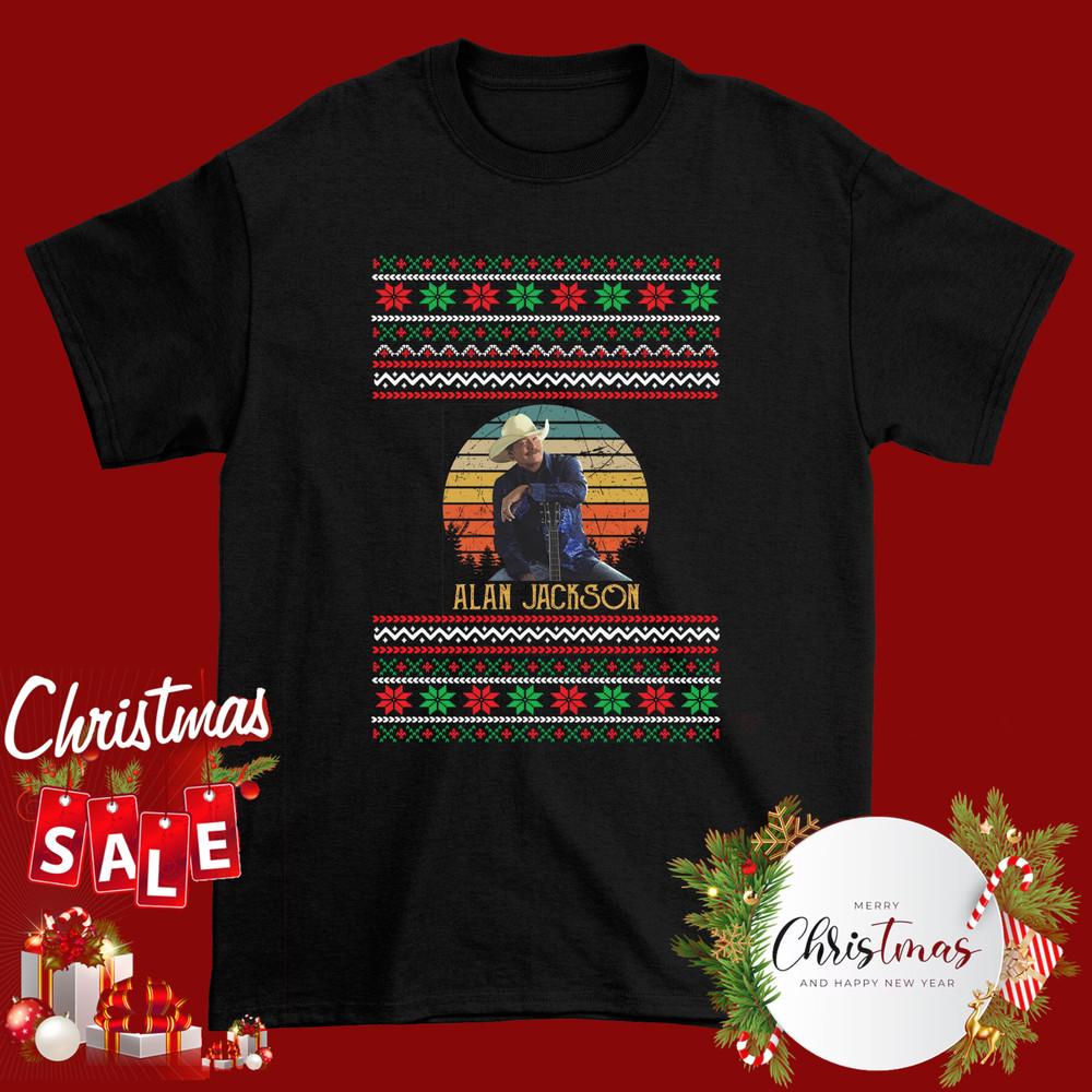 Alan Jackson Black Cotton Christmas Shirt All size S-5XL AD768 Unisex T-Shirt XL