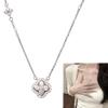 Sparkling Rhinestone Pendant Necklace With Adjustable Chain Lucky Clover Design Gift For Women