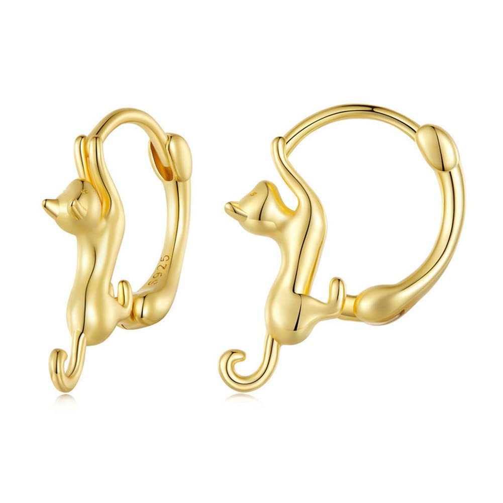 

Rockyu Earrings for Cute Cat Animal Cat 925 New Fashion Accessories Width Women, Hoop, Earrings, Motif, Ring, Swinging, Silver, Hypoallergenic, золотий