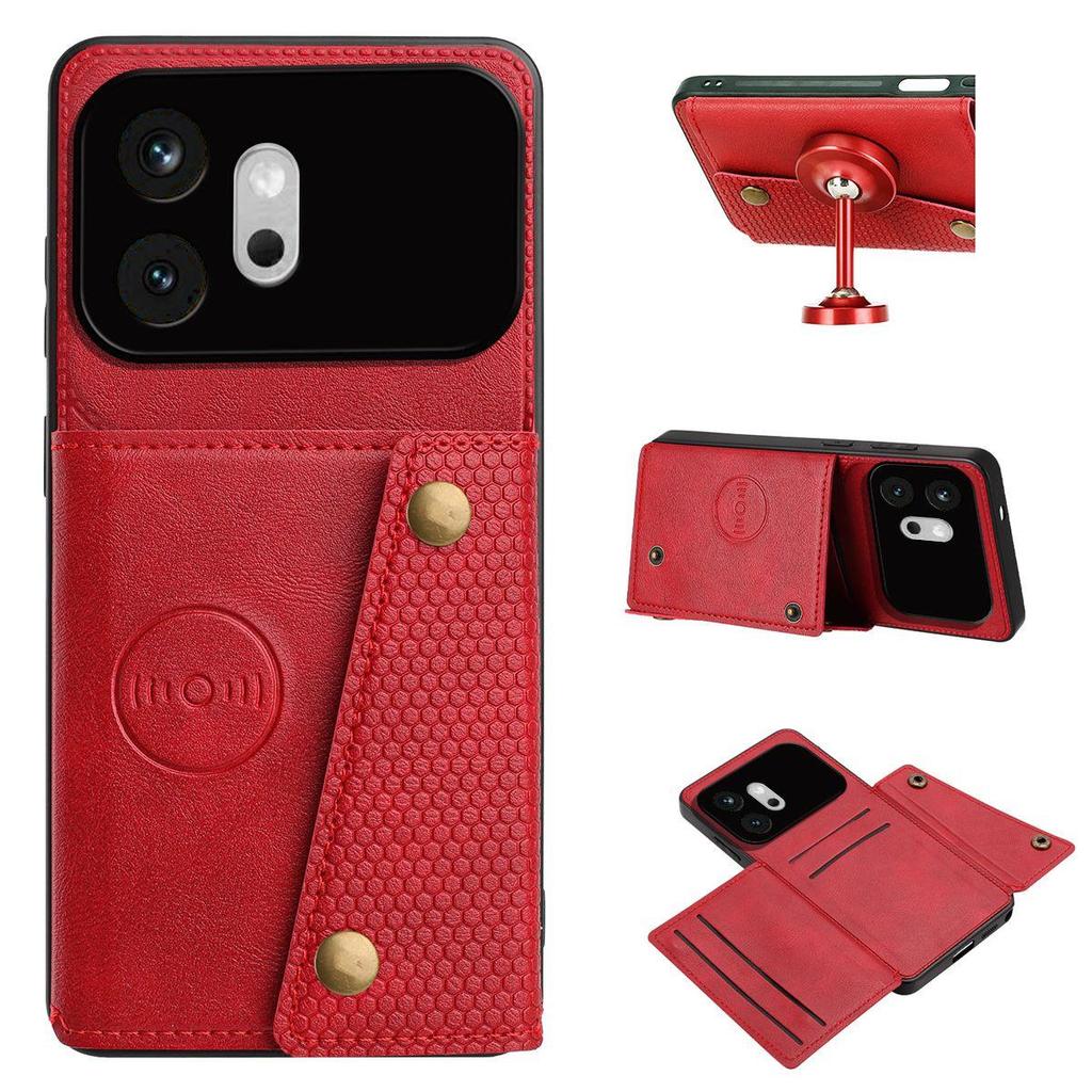 Vintage Leather Card Holder Phone Case for HONOR 600 Card Pockets Dual Snap Buttons Flip Wallet Shell