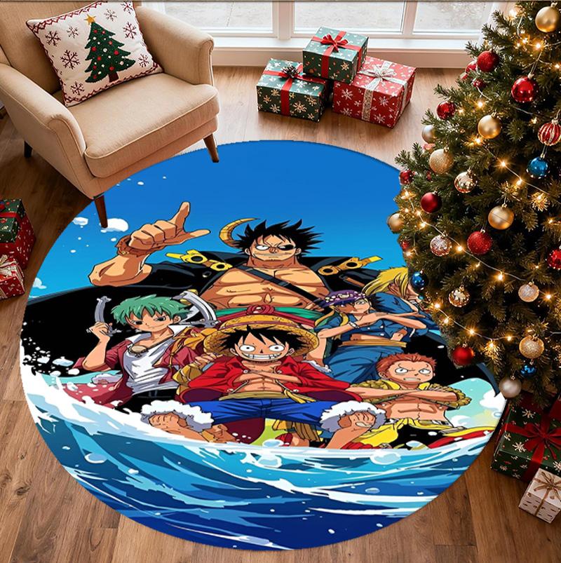 One Piece Pattern Round Rug, Indoor/Outdoor Mat, for Picnic, Gameroom, Bedroom, Office, Living Room, Home Decor Carpet, Birthday Gift