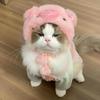 Cute Animal Cat Hat Cats Fuzzy Bunny Pig Panda Design Hat Fun White Goose Hat Adjustable Headwear for Kittens Festive Party Costume Accessory