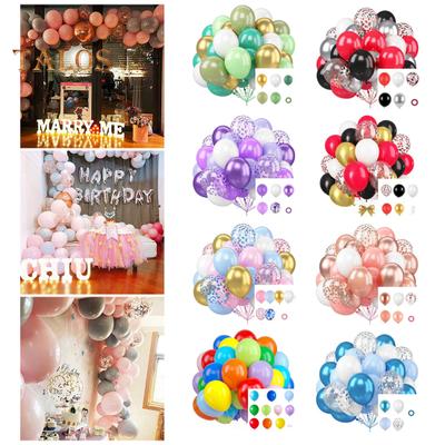 50 Pcs Latex Balloons Set Metallic Confetti Balloons Easy To Assemble Party Balloons with Ribbon for Kids Birthday Baby Shower Weddings Supplies