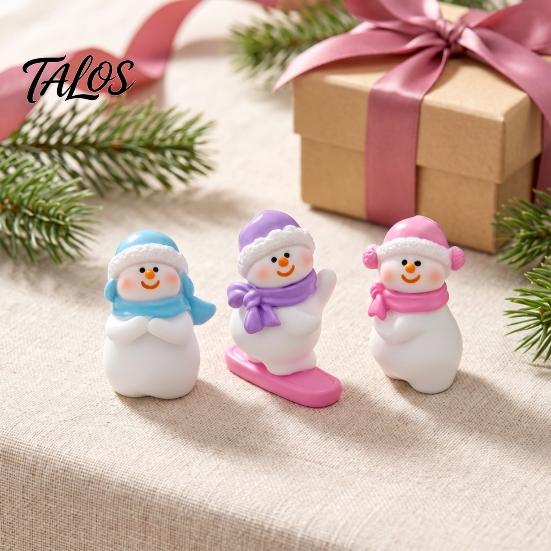 Christmas Desktop Ornaments Mini Snowman Figurine, Skiing Dolls, Small Car Holiday Gift Items Dashboard Figurines, Micro Landscape for Dollhouse