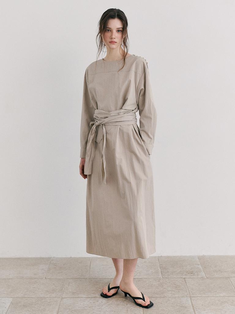Etmont 2-Way Shoulder Strap Dress, Beige