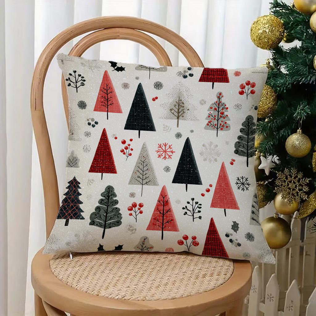 Christmas Tree & Ball Print Pillowcasesuitable For Sofa Car Bedroom Decorative Cushion Cover Pillow Cover