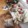 Christmas Embroidered Pillow Covers Set of 4 Santa Deer Snowman Cushion Cases Winter Holiday Sofa Decor (No Insert)