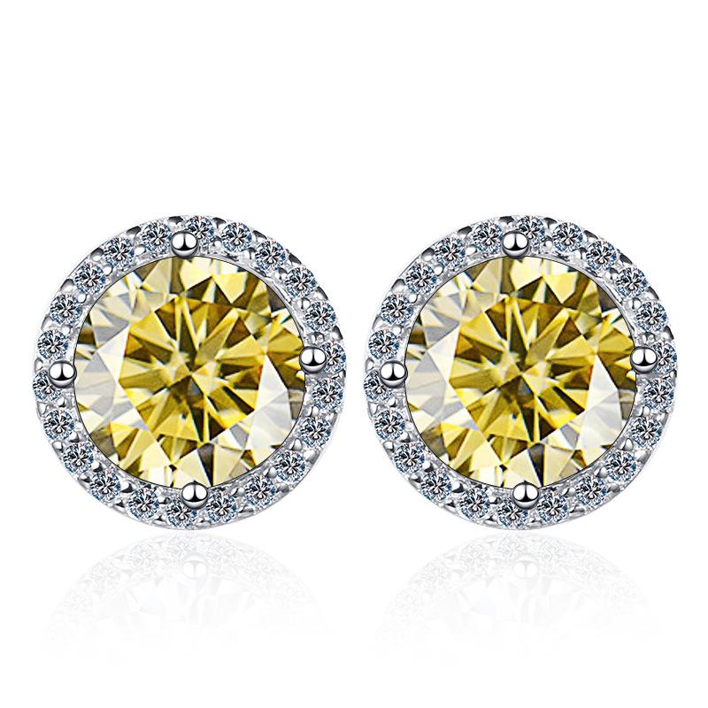 1CT*2 D VVS1 Multi-color Moissanite S925 Earrings Exquisite Jewelry for Women To Shine At Weddings and Parties GIFT Retro