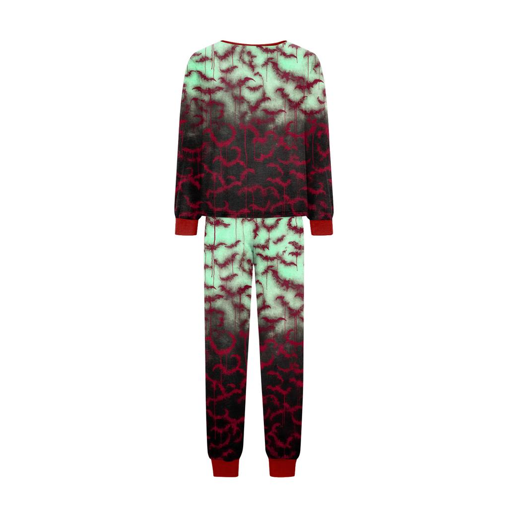 Halloween Family Pajama Set Long Sleeve Top and Pants Comfortable Fit Soft Fabric Seasonal Print Sleepwear for Adults and Kids