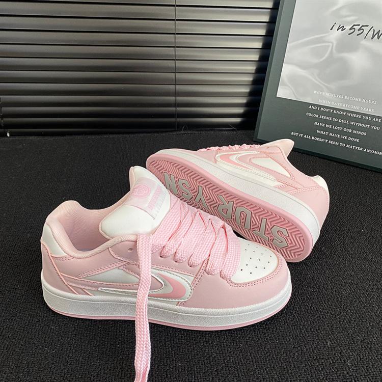 Nisch rosa platta skor ins trendiga vår nya designkänsla sport och fritid brödskor