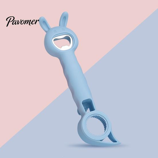 Praktisch Keukencadeau Flesopener in Konijnvorm, Multifunctionele 4-in-1 Handmatige Kroonkurkverwijderaar, Openaar voor Strakke Deksels Comfortabel Handvat