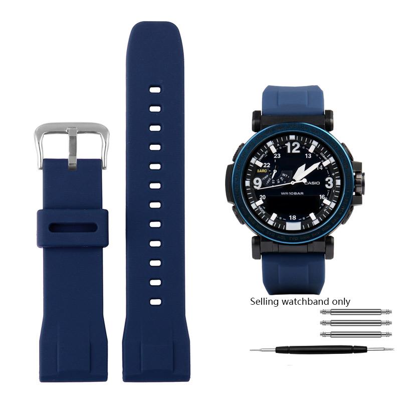 

24 мм Черный резиновый ремешок для часов для Casio PRG-600/600Y PRG-650/650Y Wachband PRW-6600 GA 2000 Браслет для часов Водонепроницаемый браслет 24mm