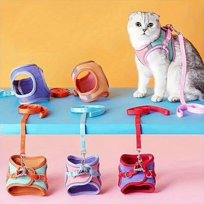 Bright Colored Cat Harness Vest: Perfect for Small Dogs and Cats, Escape-Proof and Comfortable!
