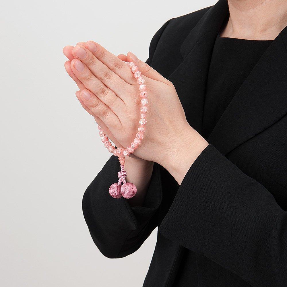 Altar Shop Takita Mărgele de rugăciune pentru mătase pură roz de 8 mm Odamaki Sanskrit Geantă de mărgele de rugăciune Mărgele de rugăciune Kyoto care pot fi folosite de toate certificatele incluse