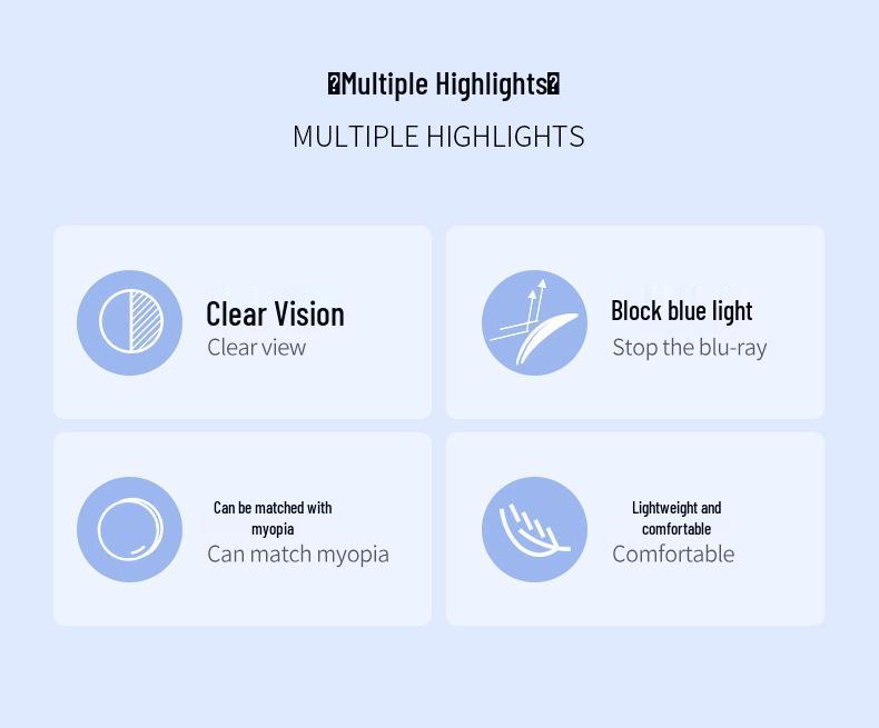 Ultralight Trendy Anti-Blue Light Eyeglass Frames for Men & Women - Prescription Ready