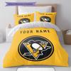Custom Name,Pittsburgh Penguins Pattern Bedding Home Decoration Birthday Gift ( 1 Duvet Cover + 2 Pillowcase, Without Core),fan Merchandise.