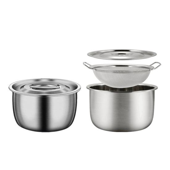 Bacon Grease Container with Strainer 1.34/2.5L Stainless Steel Oil Container Heavy-Duty Butter Melting Pot for Frying Grease Storage Essential
