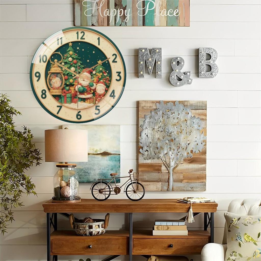 Customized Round Glass Wall Clock 30cm Diameter Personalized Logo Modern Minimalist Home Office