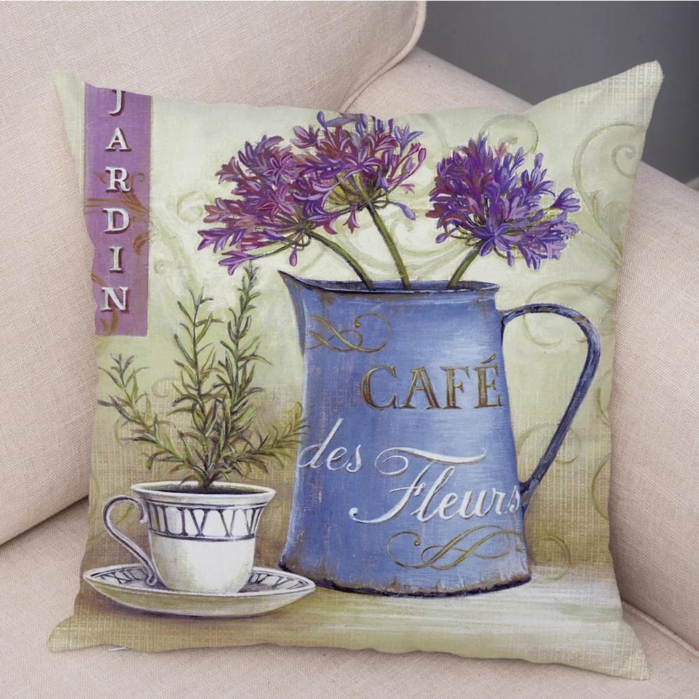 

Винтажные цветы Бонсай Наволочка для подушки для дивана Дома Автомобиля Декора Ручная роспись Растение Цветочный Наволочка Мягкая Плюшевая Наволочка x 40x40cm