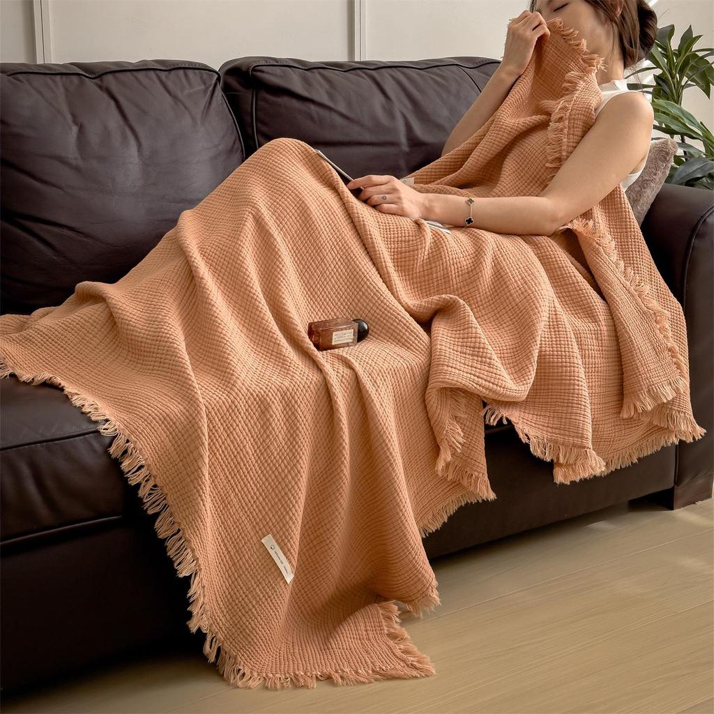 A-Class All-Cotton Gauze Summer Quilt & Blanket for Airplane, Sofa, or Office Nap